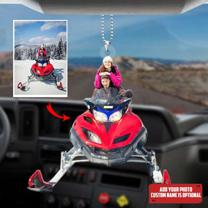 Snowmobiling Family Custom Photo Car Ornament - Gift For Snowmobile Lover - Ornament - GoDuckee