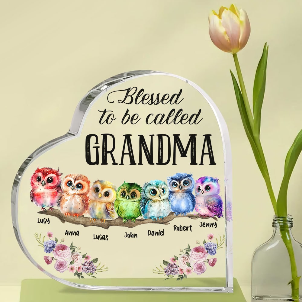 Blessed To Be Called Grandma - Mother's Day Gift - Mother's Day Personalized Owl Grandma Cute Acrylic Plaque - Gift For Grandma - Decorative Plaques - GoDuckee