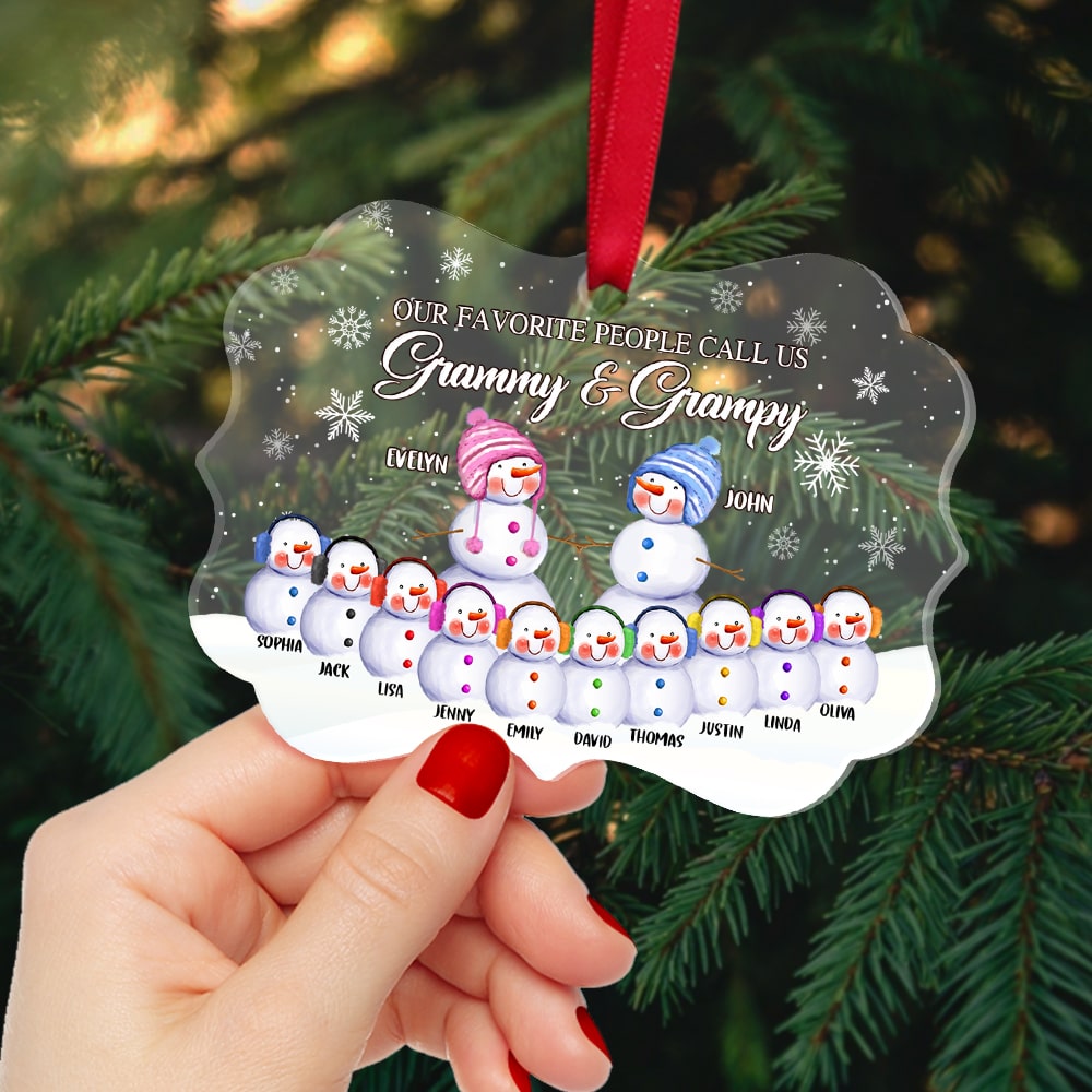 Our Favorite People Call Us Grammy & Grampy Personalized Grandparent Ornament, Christmas Gift For Family - Ornament - GoDuckee
