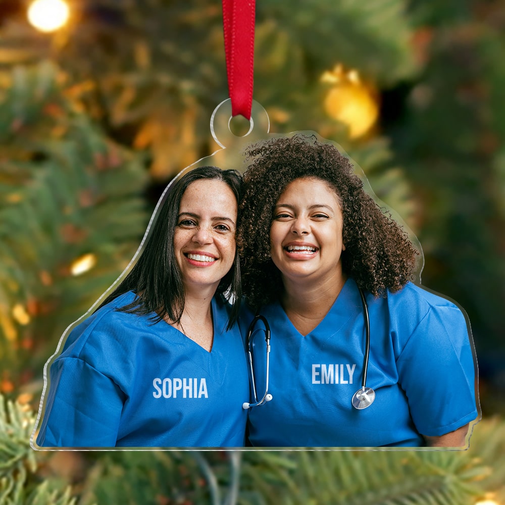 Custom Nurse Photo Ornament, Christmas Tree Decor - Ornament - GoDuckee