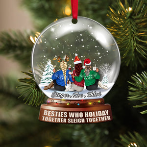 Personalized Besties Snow Globe Ornament, Holiday Together Sleigh Together - Ornament - GoDuckee