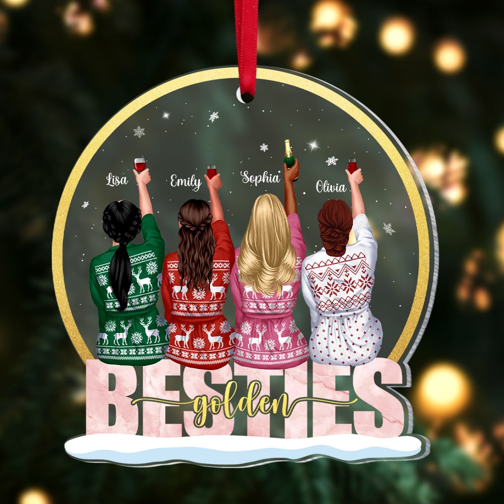 Golden Besties Personalized Friends Ornament, Christmas Tree Decor - Ornament - GoDuckee