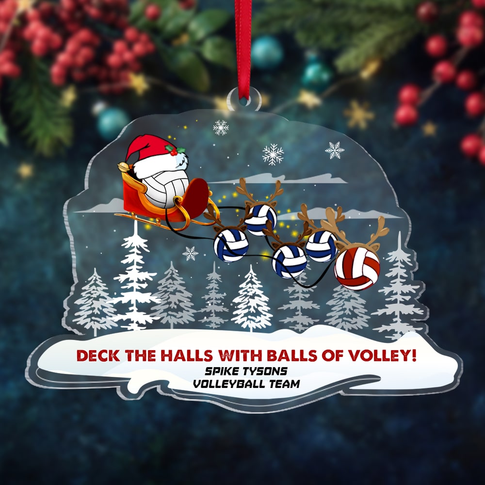 Deck The Halls With Balls Of Volley Personalized Volleyball Ornament, Christmas Tree Decor - Ornament - GoDuckee