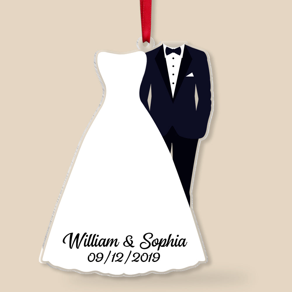 Personalized Newlywed Couple Ornament, Christmas Tree Decor - Ornament - GoDuckee