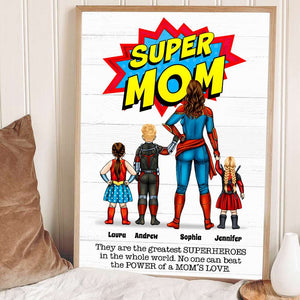 No One Can Beat Super Mom's Love, Personalized Canvas Poster, Mother's Day Gift For Mom - Poster & Canvas - GoDuckee