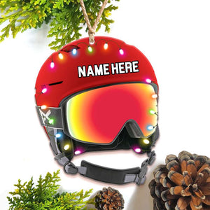 Skiing Helmet with Christmas Light - Personalized Christmas Ornament - Ornament - GoDuckee