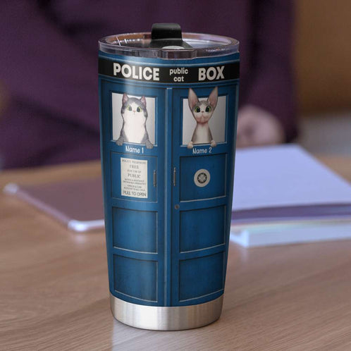 Personalized Cat Lovers Tumbler - Phone Box The Cat In The Box - Tumbler Cup - GoDuckee