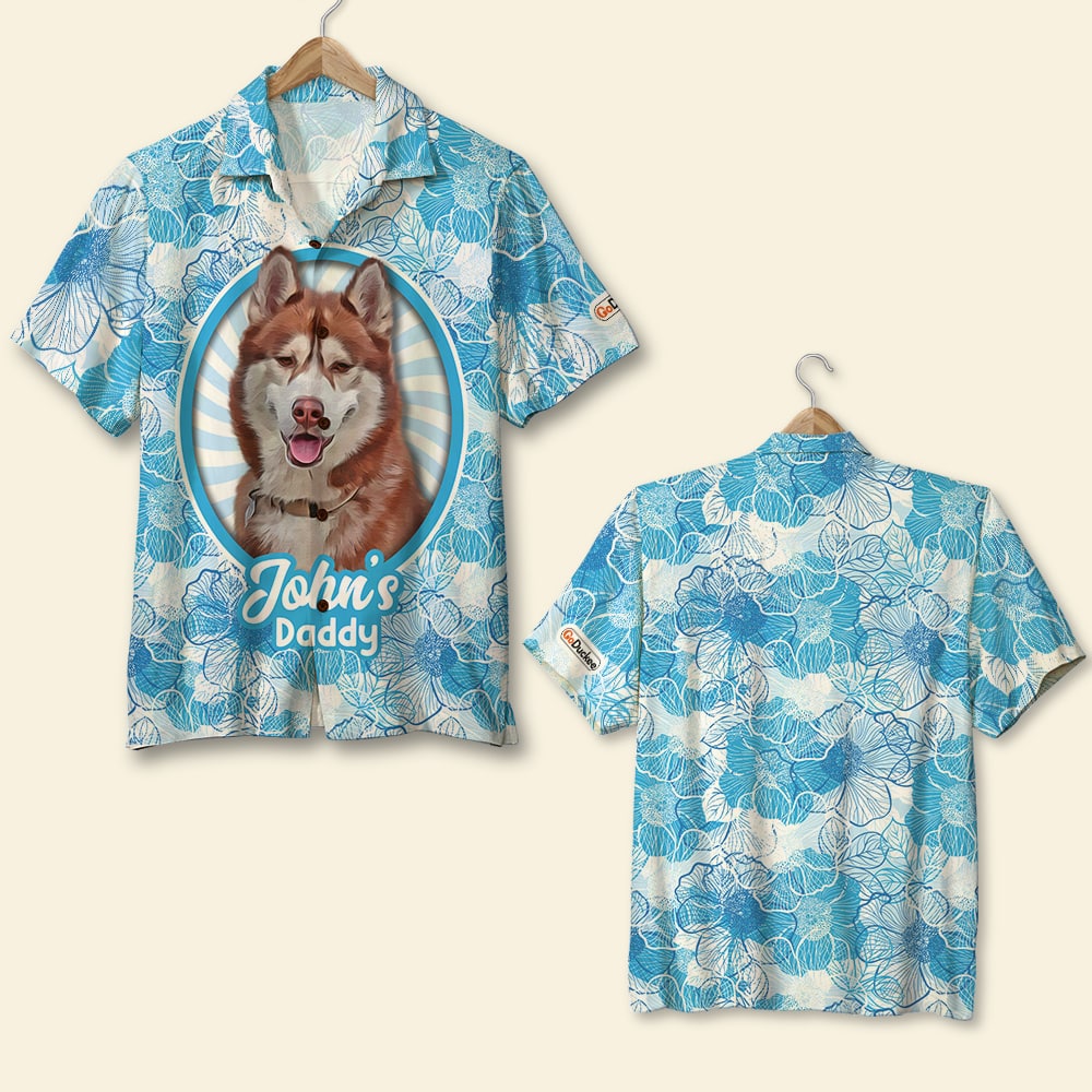 Custom Photo - Dog Lover Hawaiian Shirt - Floral Pattern 03 - Hawaiian Shirts - GoDuckee