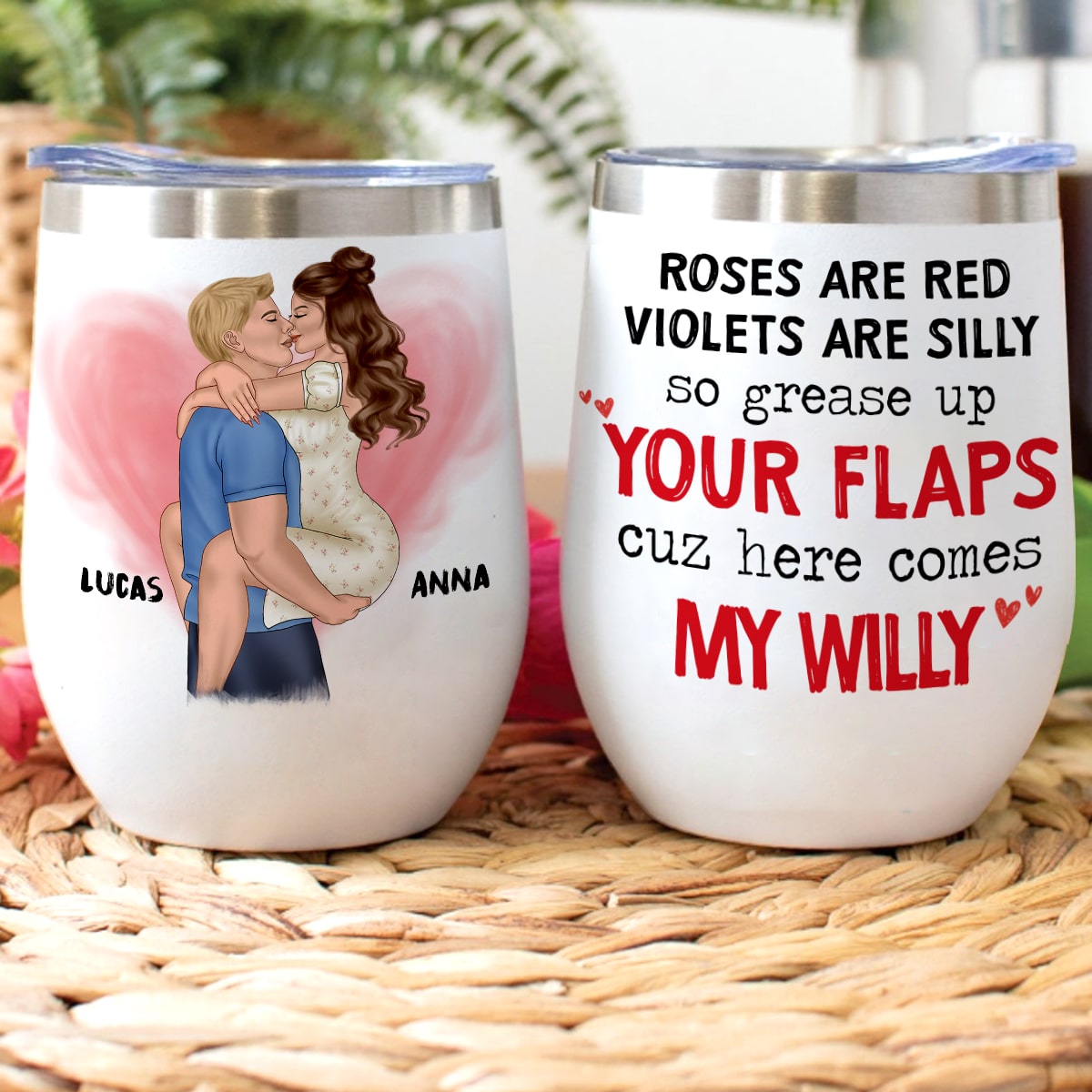It's Not That I'm Horny Personalized Naughty Couple Tumbler, Gift For Couple - Wine Tumbler - GoDuckee