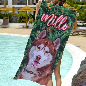 Custom Dog Photo - Funy Beach Towel - Donut Pattern - Beach Towel - GoDuckee