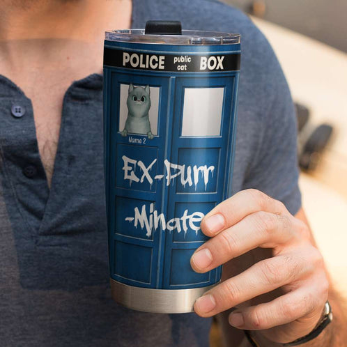 Personalized Cat Lovers Tumbler - Phone Box The Cat In The Box - Tumbler Cup - GoDuckee