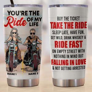 Personalized Biker Couple Tumbler Cup - The Ride of My Life - Couple On The Ride - Tumbler Cup - GoDuckee