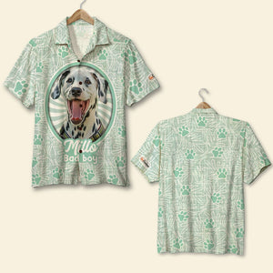 Custom Photo - Dog Lover Hawaiian Shirt - Paw Pattern - Hawaiian Shirts - GoDuckee