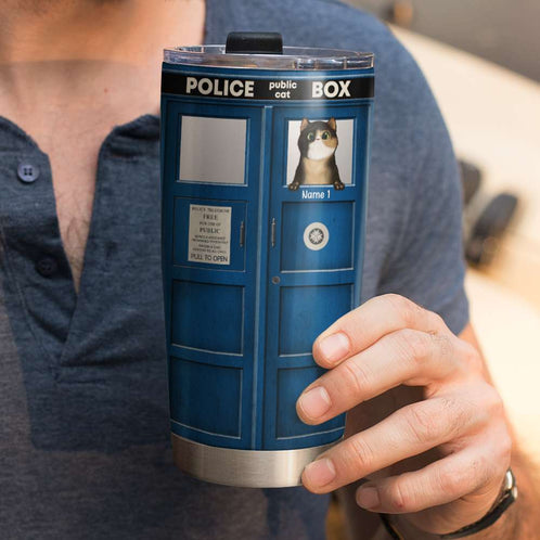 Personalized Cat Lovers Tumbler - Phone Box The Cat In The Box - Tumbler Cup - GoDuckee