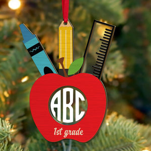 Personalized Teacher Ornament, Custom Monogram Name, Christmas Tree Decor - Ornament - GoDuckee