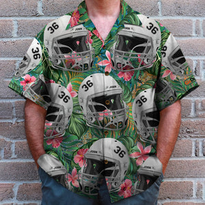 American Football Helmet Seamless Pattern, Personalized Hawaiian Shirt, Gifts for American Football Fans - Hawaiian Shirts - GoDuckee