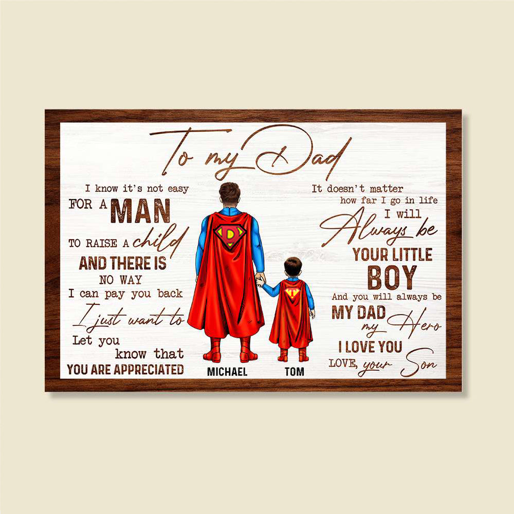 To My Dad - Personalized Layered Wood Sign Stand - Gift For Hero Dad - Wood Sign - GoDuckee