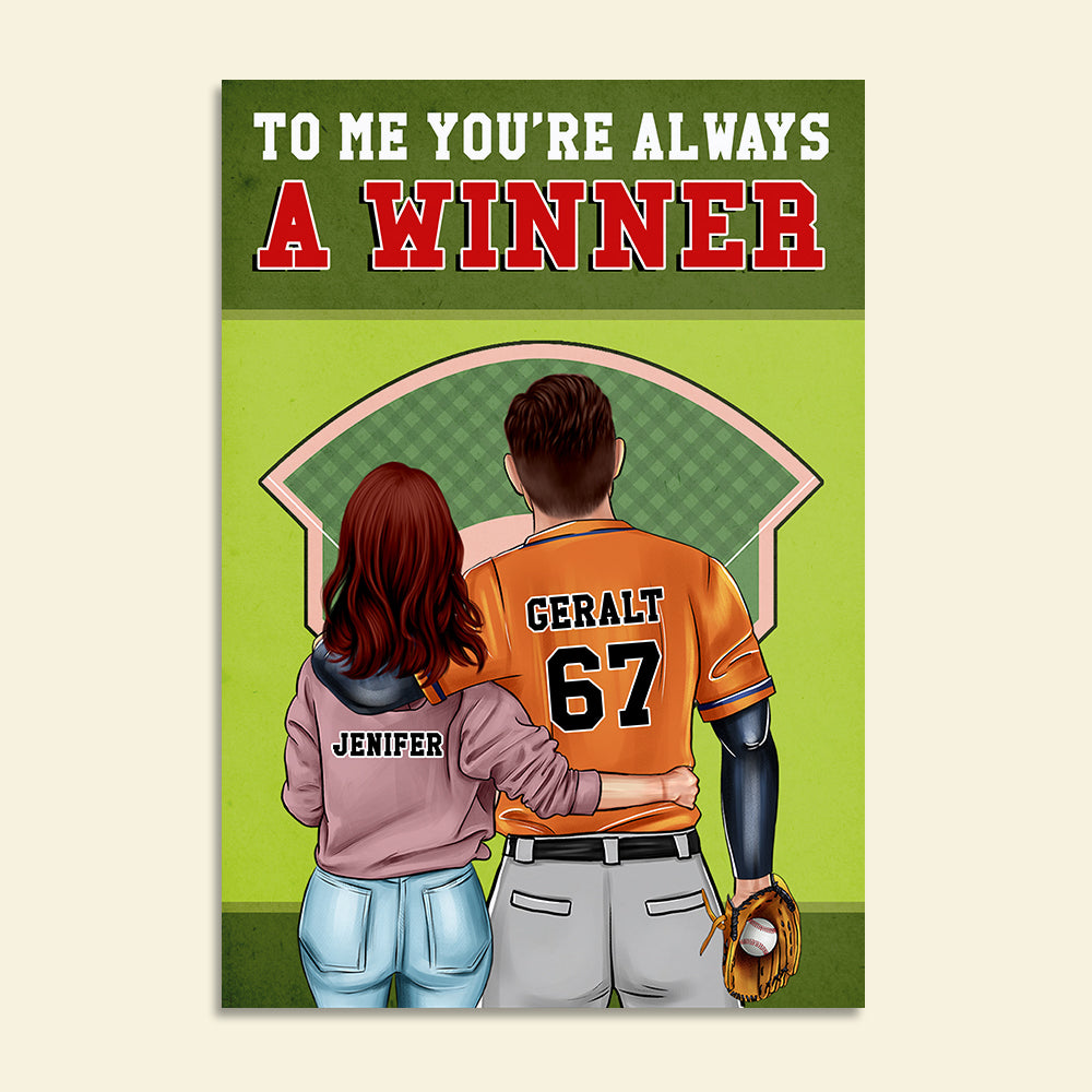 Personalized Baseball Couple Poster - You're Always A Winner - Couple Shoulder to Shoulder - Poster & Canvas - GoDuckee