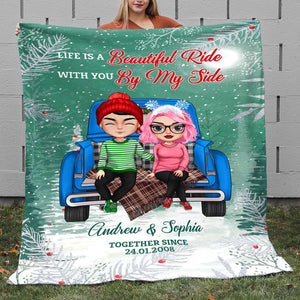 Couple Life Is A Beautiful Ride With You By My Side, Personalized Blanket, Gift For Couples - Blanket - GoDuckee