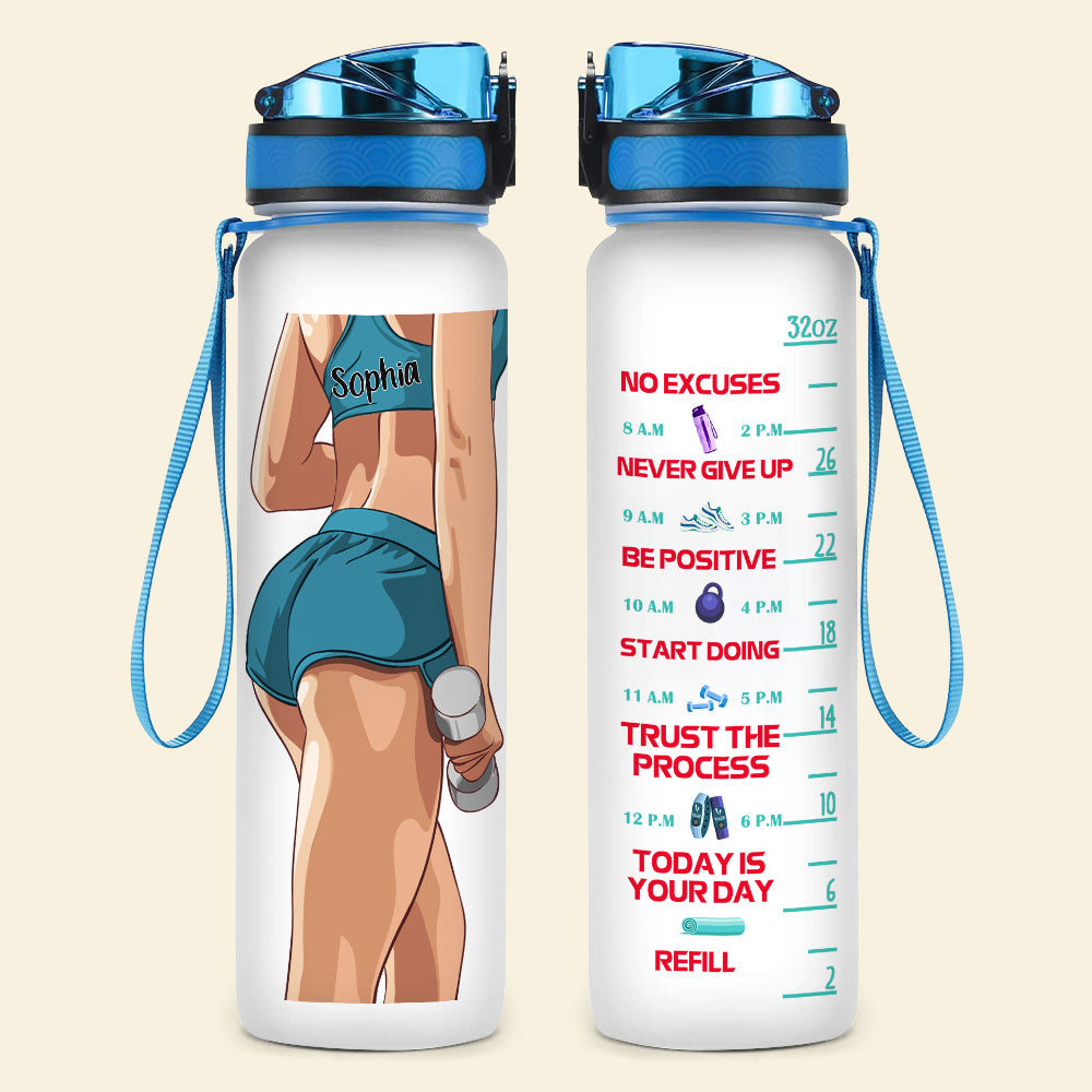 Today Is Your Day - Personalized Water Tracker Bottle - Gift For Gymer - Water Bottles - GoDuckee