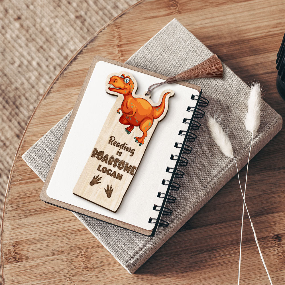 Reading Is Roarsome Personalized Dinosaur Wooden Bookmark Gift For