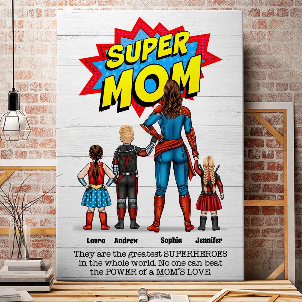 No One Can Beat Super Mom's Love, Personalized Canvas Poster, Mother's Day Gift For Mom - Poster & Canvas - GoDuckee