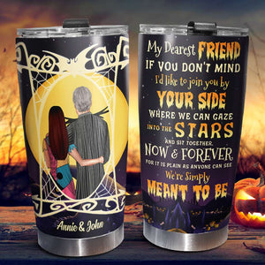 Pumpkin King and Queen, Personalized Halloween Couple Tumbler, We're Simply Meant To Be - Tumbler Cup - GoDuckee