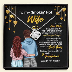 Couple To My Smokin' Hot Wife - Personalized Love Knot Necklace - Gift for Couple - Jewelry - GoDuckee