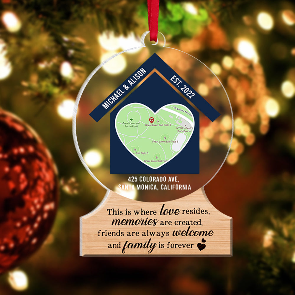 This Is Where Love Resides Memories Are Created Personalized Family Ornament, Custom Love Map - Ornament - GoDuckee