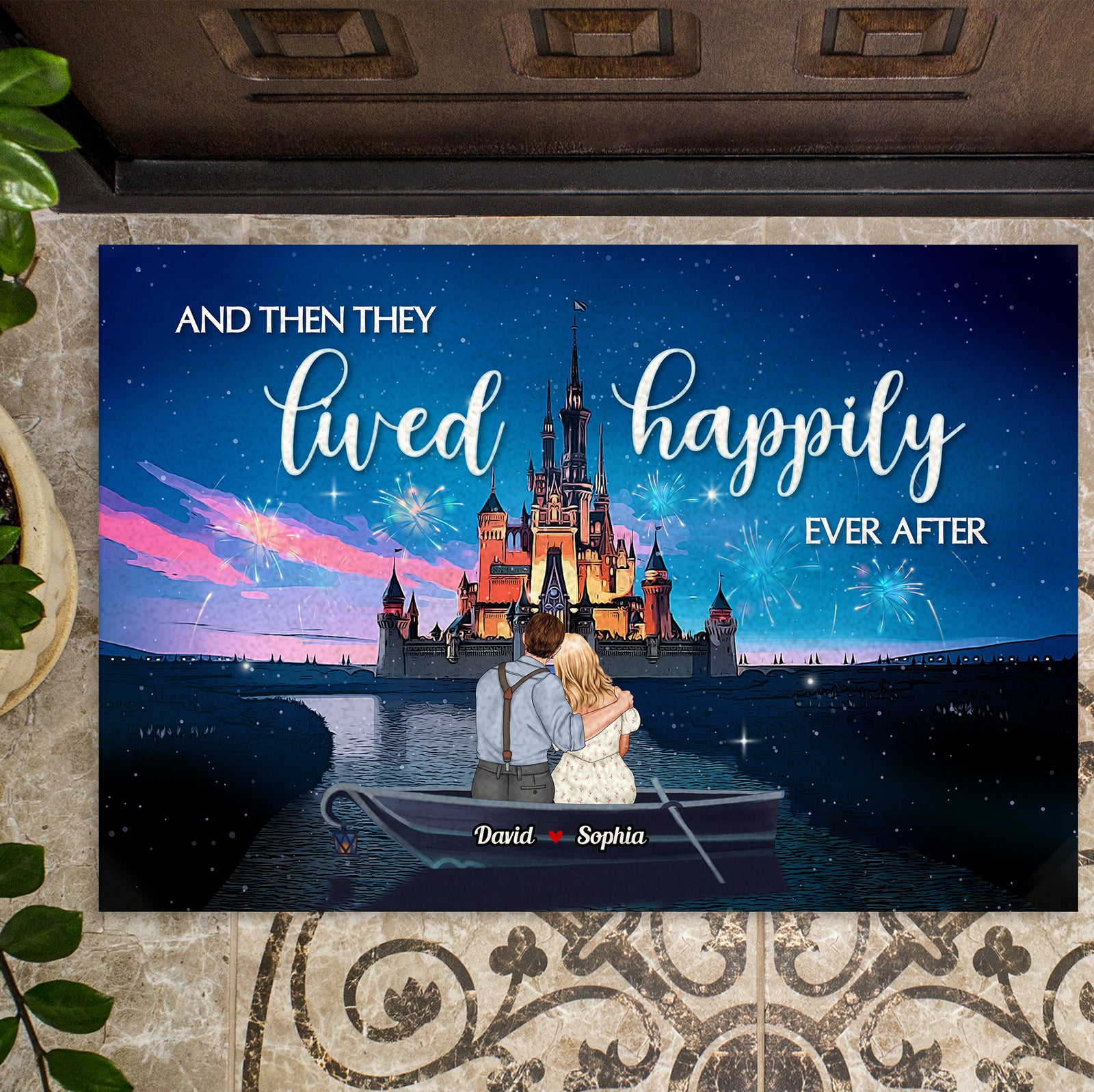 And They Lived Happily Ever After Personalized Couple Doormat-2ACDT030323 - Doormat - GoDuckee