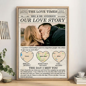 Our Love Story Custom Couple Map Canvas Print, Gift For Couple - Poster & Canvas - GoDuckee