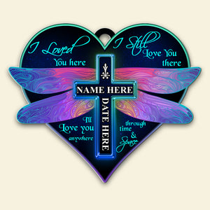 Dragonfly Cross, Love You To Time & Space - Personalized Ornament - Memorial Gift - Ornament - GoDuckee