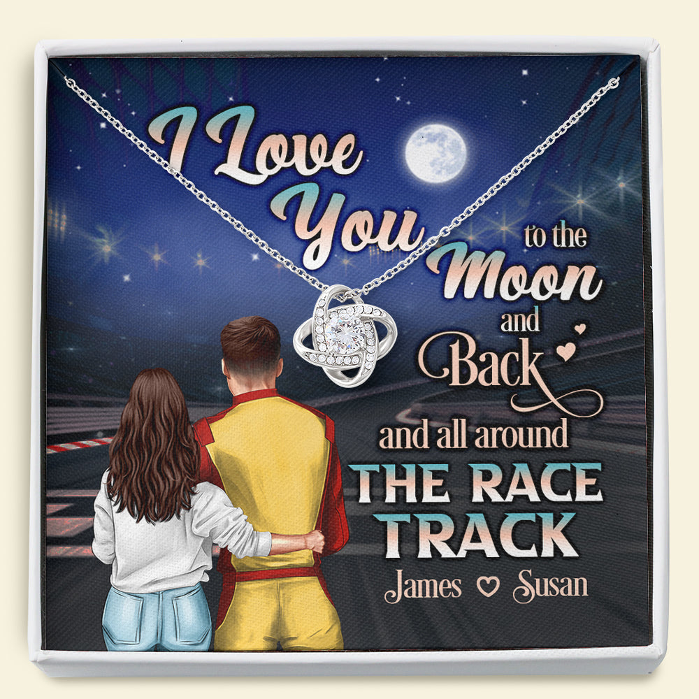 Personalized Racing Couple Love Knot Necklace - Love You To The Moon and Back Message Card - Jewelry - GoDuckee