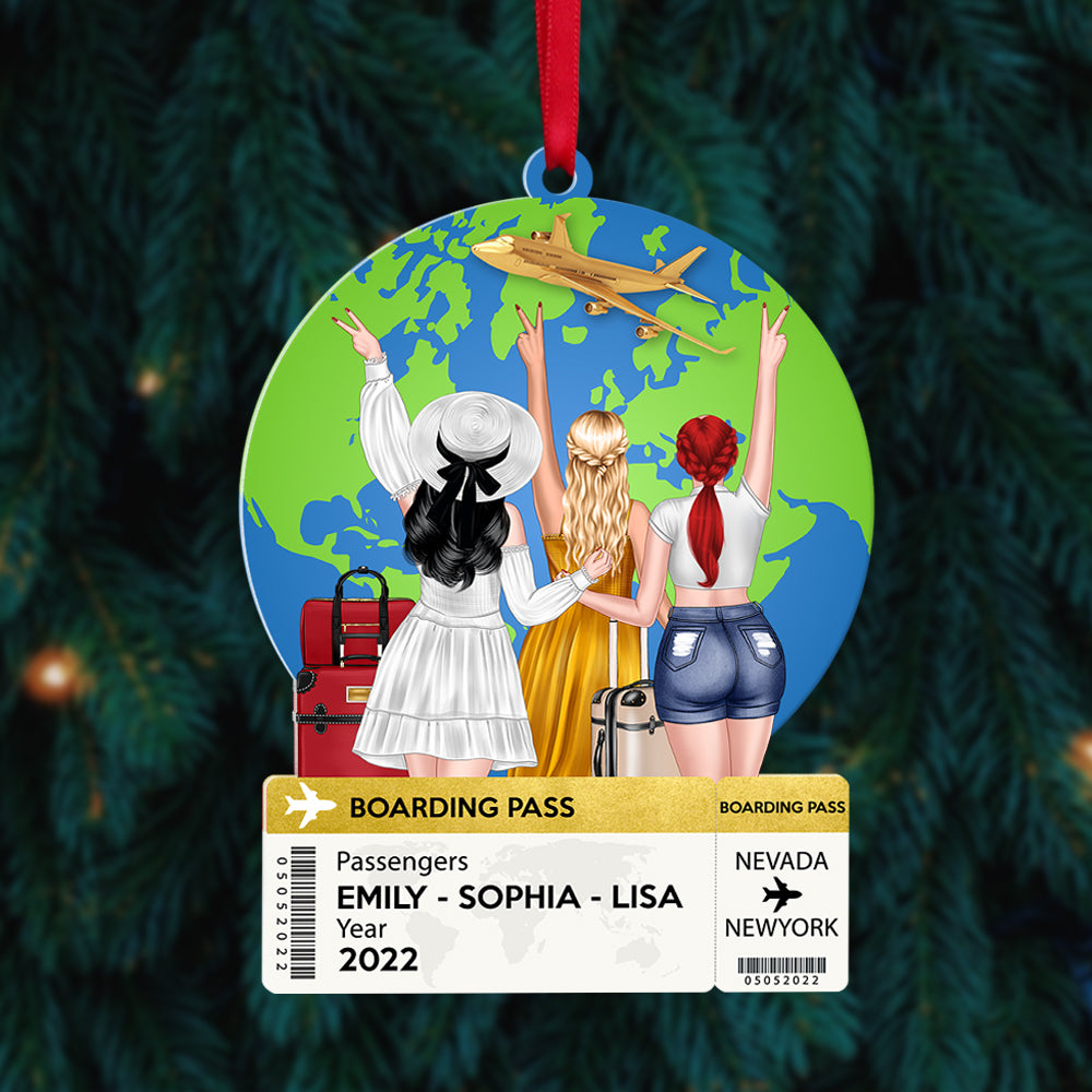 Personalized Travel Friends Ornament, Custom Boarding Card, Christmas Tree Decor - Ornament - GoDuckee
