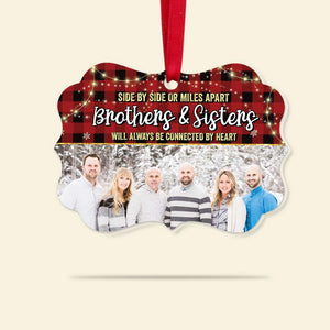 Always Be Connected By Heart, Personalized Siblings Medallion Acrylic Ornament, Christmas Gift - Ornament - GoDuckee