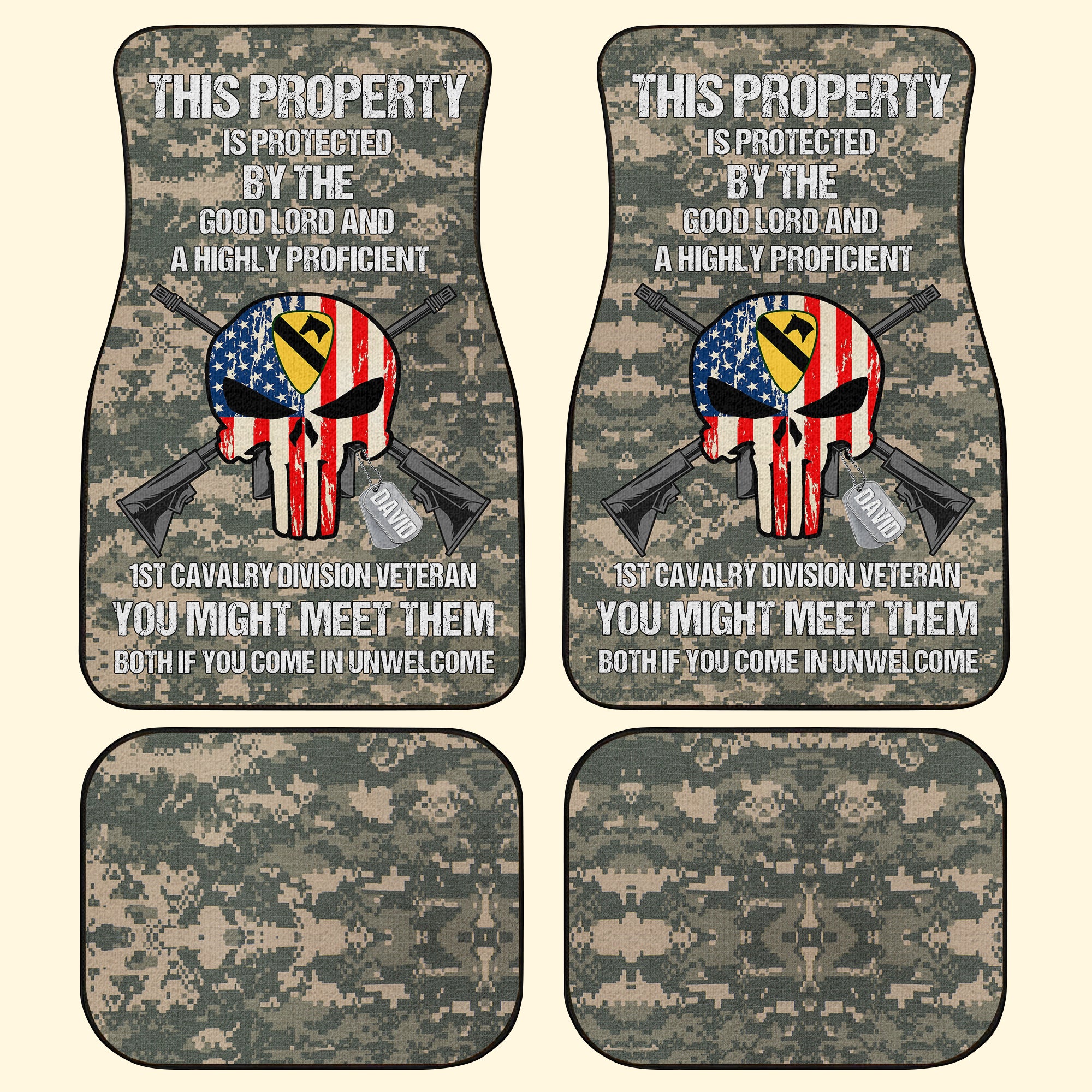 Personalized Veteran Car Mats - Custom Military Unit - This Property Is Protected By The Good Lord - Doormat - GoDuckee