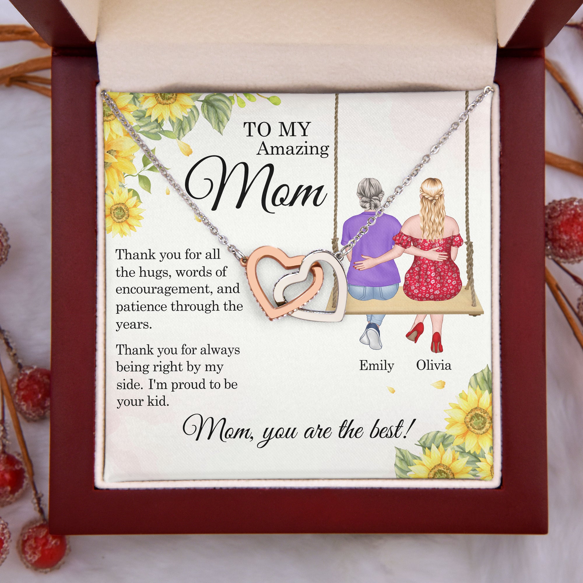 To My Amazing Mom- Gift For Mom-Personalized Interlocking Hearts Necklace- Mother's Day Interlocking Hearts Necklace - Jewelry - GoDuckee