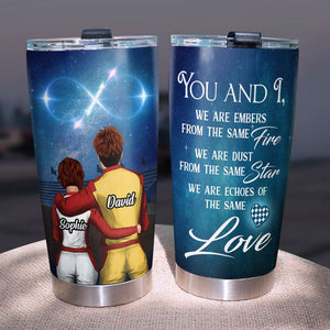 Personalized Racing Couple Tumbler Cup - Echoes of The Same Love - Couple Shoulder to Shoulder - Tumbler Cup - GoDuckee
