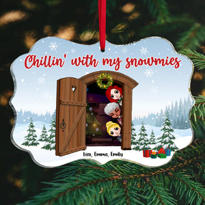 Chillin' With My Snowmies Personalized Christmas Besties Ornament, Gift For Friends - Ornament - GoDuckee