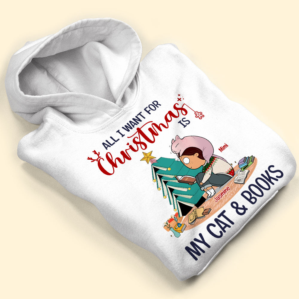All I Want For Christmas Is My Cat And Books, Personalized Cat Breeds Shirt, Book Lovers, Christmas Gift - Shirts - GoDuckee