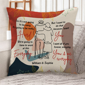 Forever Old Couple Line Art Pillow - Pillow - GoDuckee