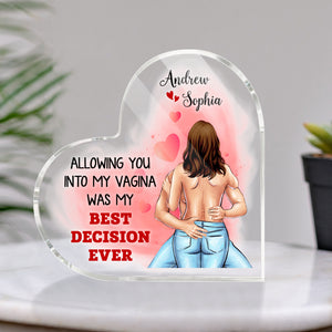 My Best Decision Ever, Personalized Couple Heart Shape Acrylic Plaque - Decorative Plaques - GoDuckee