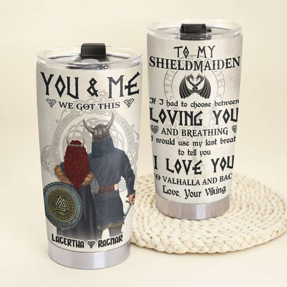 Personalized Viking Couple Tumbler Cup - To My Shield Maiden - Tumbler Cup - GoDuckee
