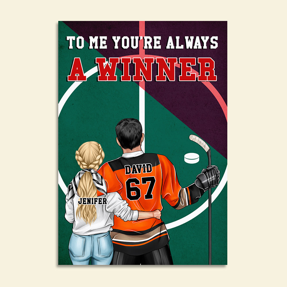 Personalized Hockey Couple Poster - To Me You're Always A Winner - Couple Shoulder to Shoulder - Poster & Canvas - GoDuckee