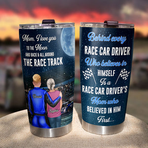 Personalized Mother's Day Dirt Track Racing Tumbler Cup - Mom, I Love You To The Moon And Back & All Around The Race Track - Tumbler Cup - GoDuckee