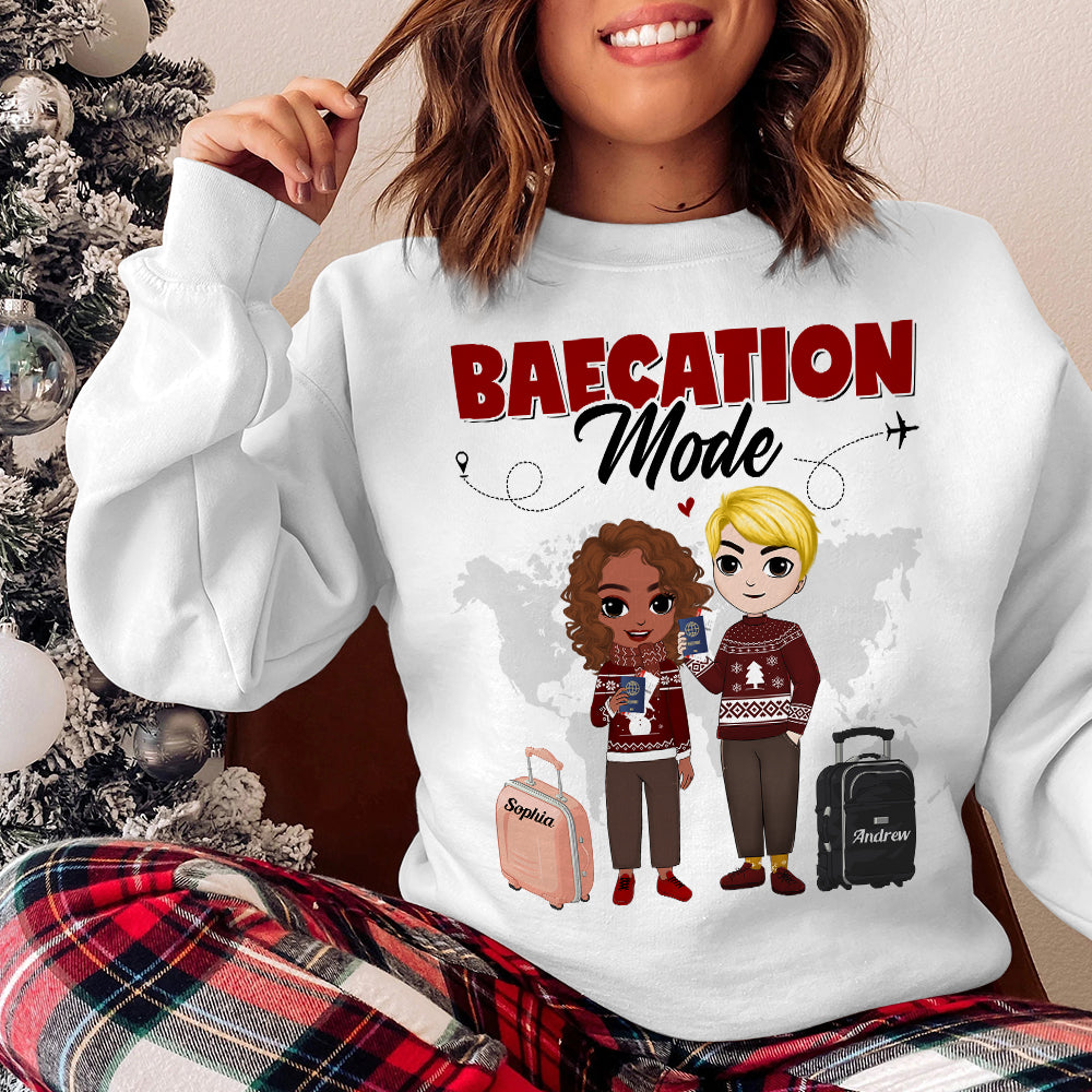 Baecation Mode Couples Travel Sweater, Personalized Couple Shirt - Shirts - GoDuckee