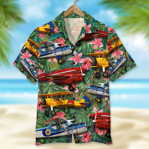 Custom Pilot Photo Hawaiian Shirt, Tropical Pattern - Hawaiian Shirts - GoDuckee