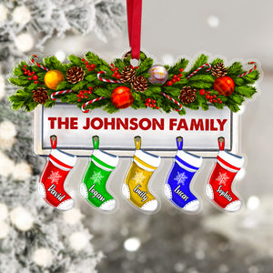 Personalized Christmas Family Ornament, Custom Christmas Socks, Christmas Tree Decor - Ornament - GoDuckee