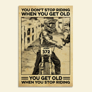 Personalized Motocross Poster - You Don't Stop Riding - Vintage - Poster & Canvas - GoDuckee