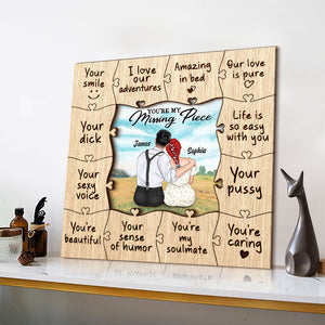 You're My Missing Piece Personalized Couple Wood Sign, Gift For Couple - Wood Sign - GoDuckee